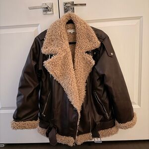 WeWoreWhat Faux Leather and Sherpa